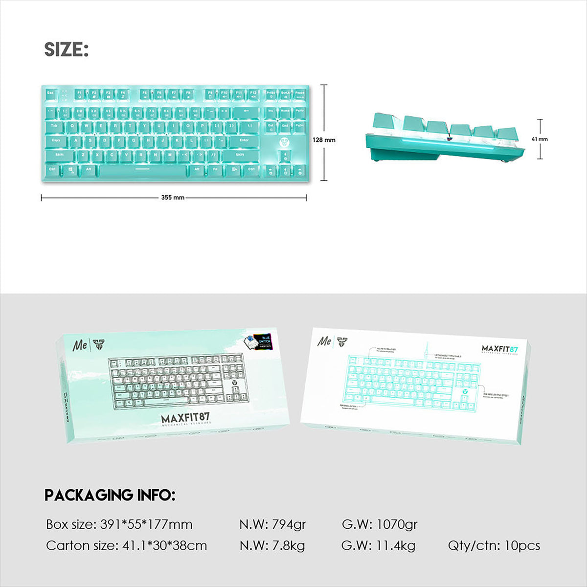 FANTECH MAXFIT87 MK856 MINT GAMING RGB MECHANICAL RGB KEYBOARD
