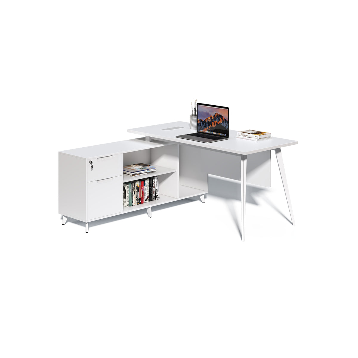 60" X 60" DESK & SIDE CREDENZA WORKSTATION