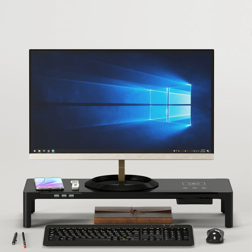 DESK MONITOR COMPUTER STAND RISER SHELF WITH WIRELESS CHARGER
