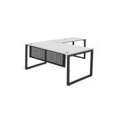 MNSET - MATRIX EXECUTIVE L-SHAPE WORKSTATION WITH FLAT METAL MODESTY