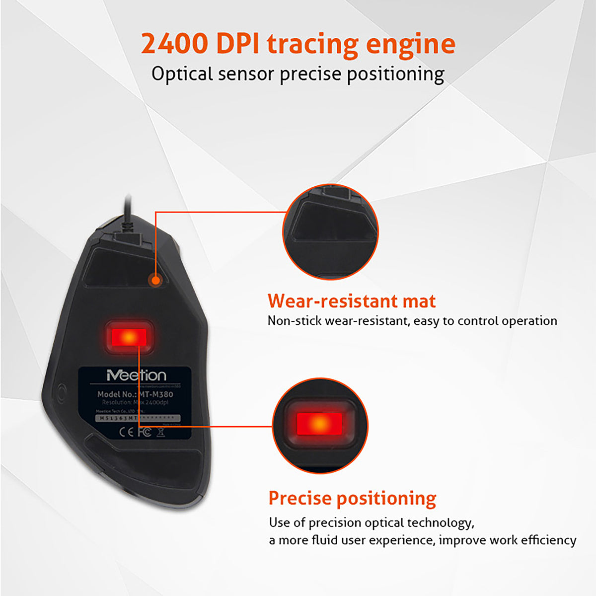 MEETION M380 WIRED PROFESSIONAL VERTICAL ERGONOMIC GAMING MOUSE