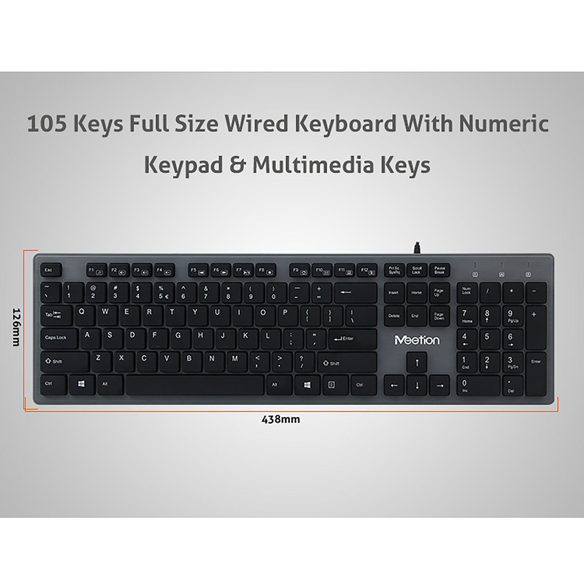 MEETION MT-K841 105 KEYS USB WIRED KEYBOARD ULTRA-THIN KEYCAPS