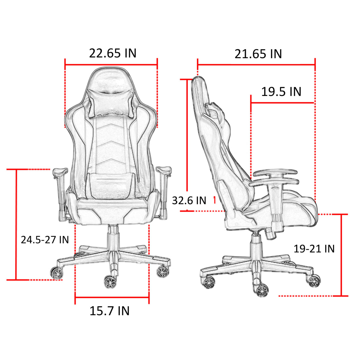 LEVIATHAN RACING GAMING CHAIR WITH ERGONOMIC LUMBAR SUPPORT