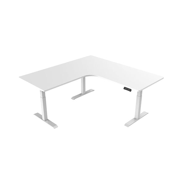 L-SHAPE HEIGHT-ADJUSTABLE TABLE WITH WHITE FRAME