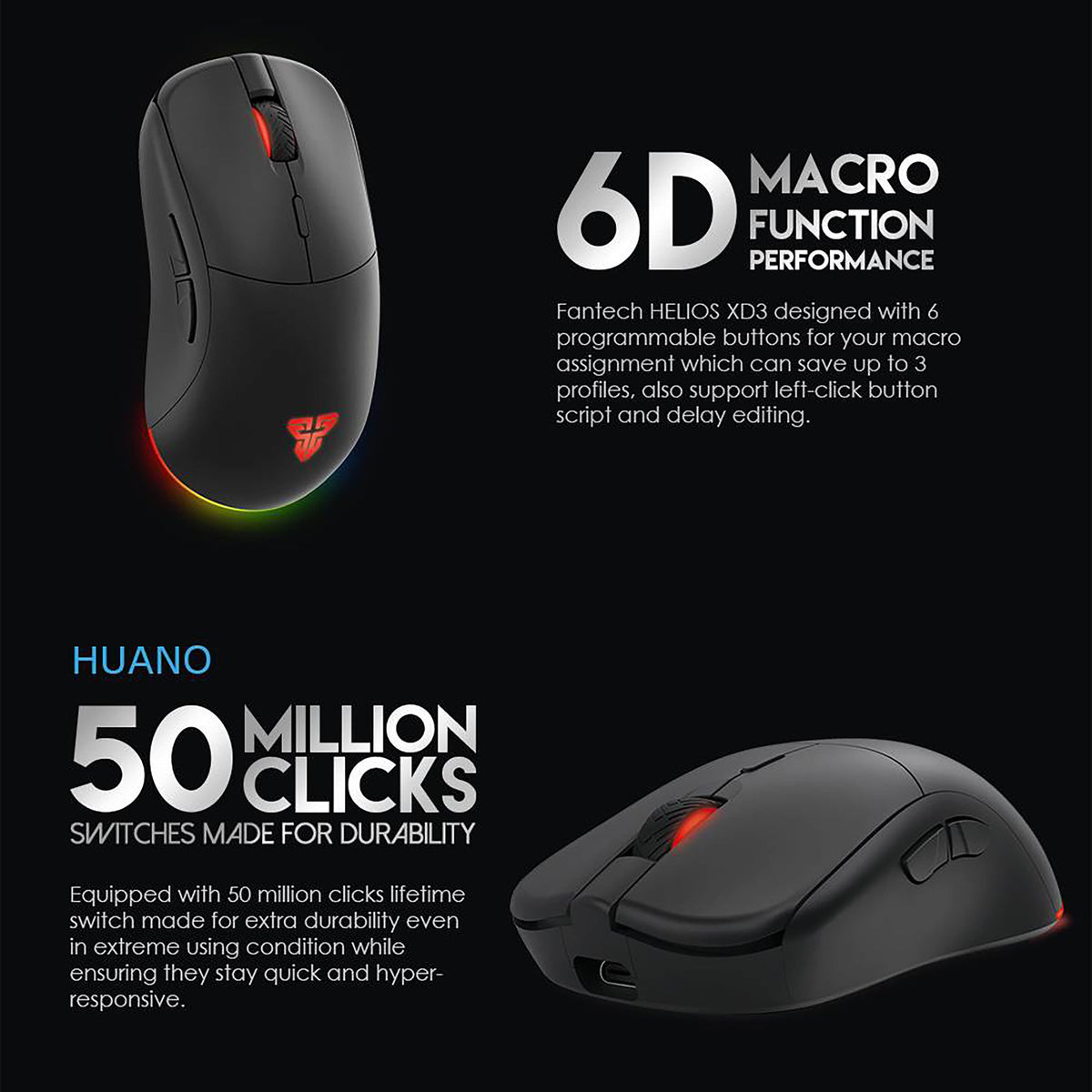 FANTECH XD3 WIRELESS GAMING MOUSE 2.4G RGB