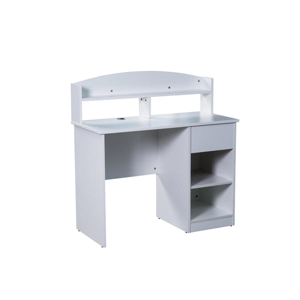 MODERN HOME OFFICE DESK WITH DRAWER AND SHELVES