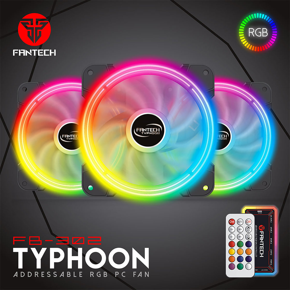 FANTECH TYPHOON FB-302 RGB 3 IN 1 FAN