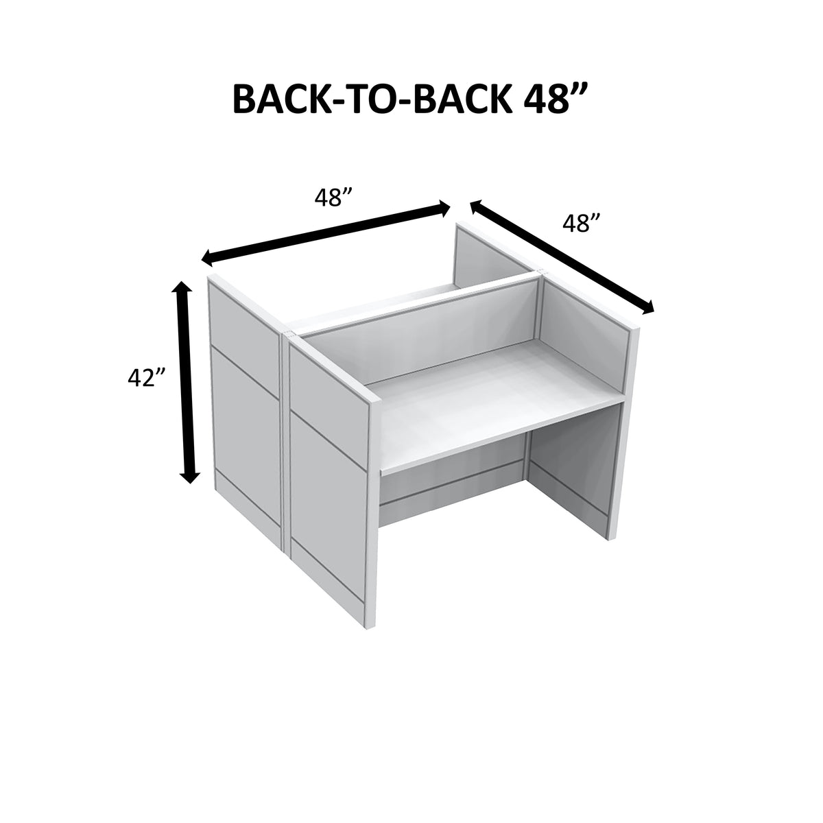SURFACE MODULAR OFFICE BACK-TO-BACK DESK - WHITE