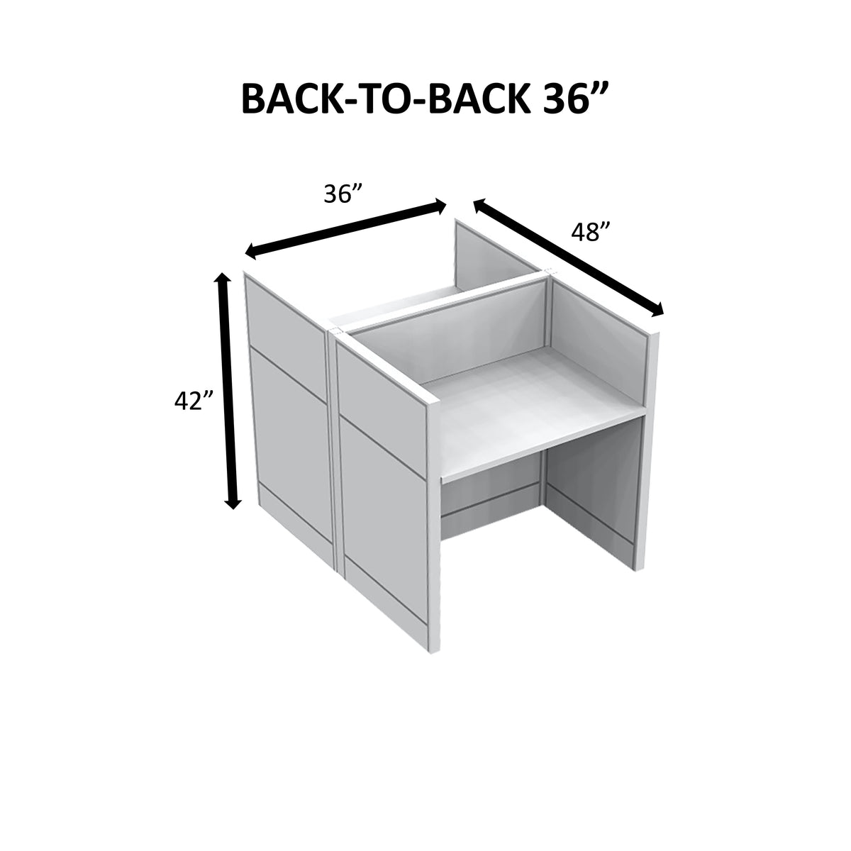 SURFACE MODULAR OFFICE BACK-TO-BACK DESK - WHITE