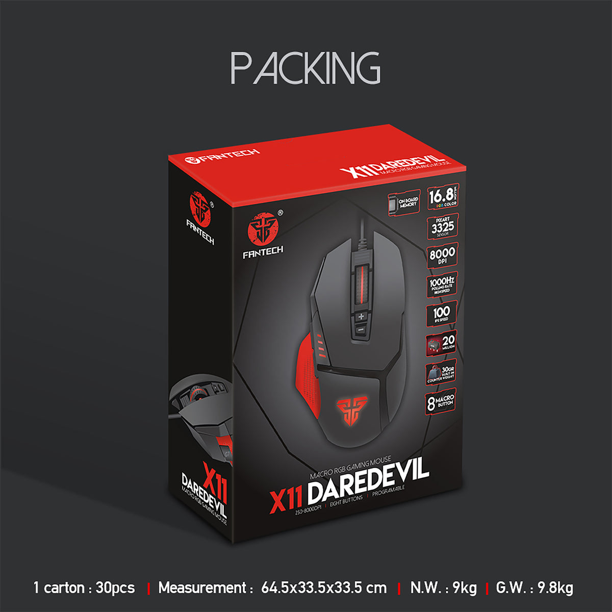 FANTECH X11 DAREDEVIL MACRO RGB RUNNING CHROMA GAMING MOUSE