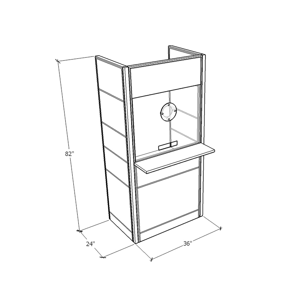 FRONTLINE20 36"W X 24"Dx 81"H COUNTER-HEIGHT 42" RECEPTION BOOTH
