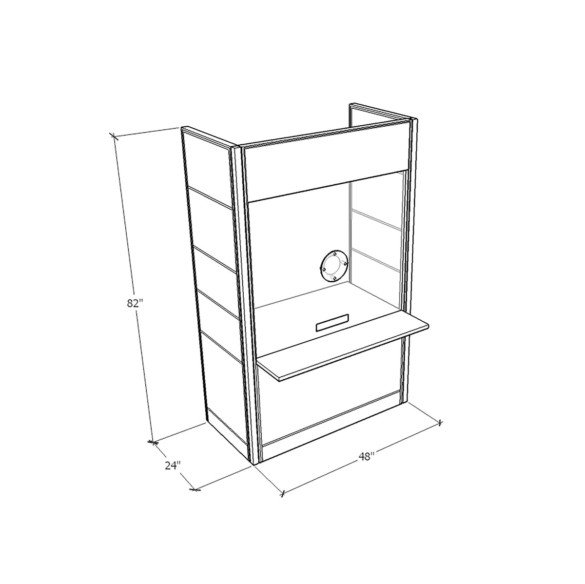 FRONTLINE20 48"W X 24"D X 81"H  TRANSACTION-HEIGHT 30" TOP BOOTH