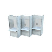 FRONTLINE20 108"W X 24"D X 81"H DESK-HEIGHT 30" TOP OFFSET BOOTH CLUSTER(3)