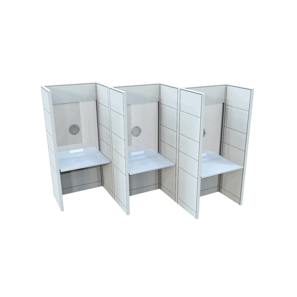 FRONTLINE20 108"W X 24"D X 81"H DESK-HEIGHT 30" TOP OFFSET BOOTH CLUSTER(3)