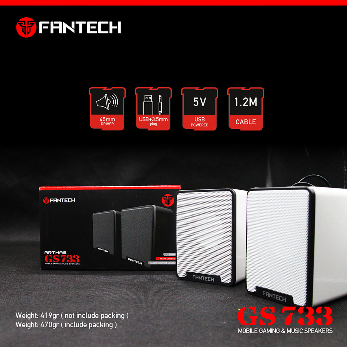 FANTECH GS733 PRO-GAMING USB SPEAKER SPACE EDITION