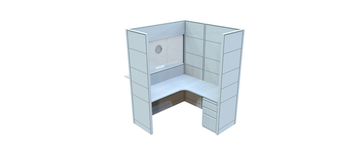 FRONTLINE20 60"W X 72"D X 81"H  COUNTER-HEIGHT 42'' BOOTH WITH RETURN