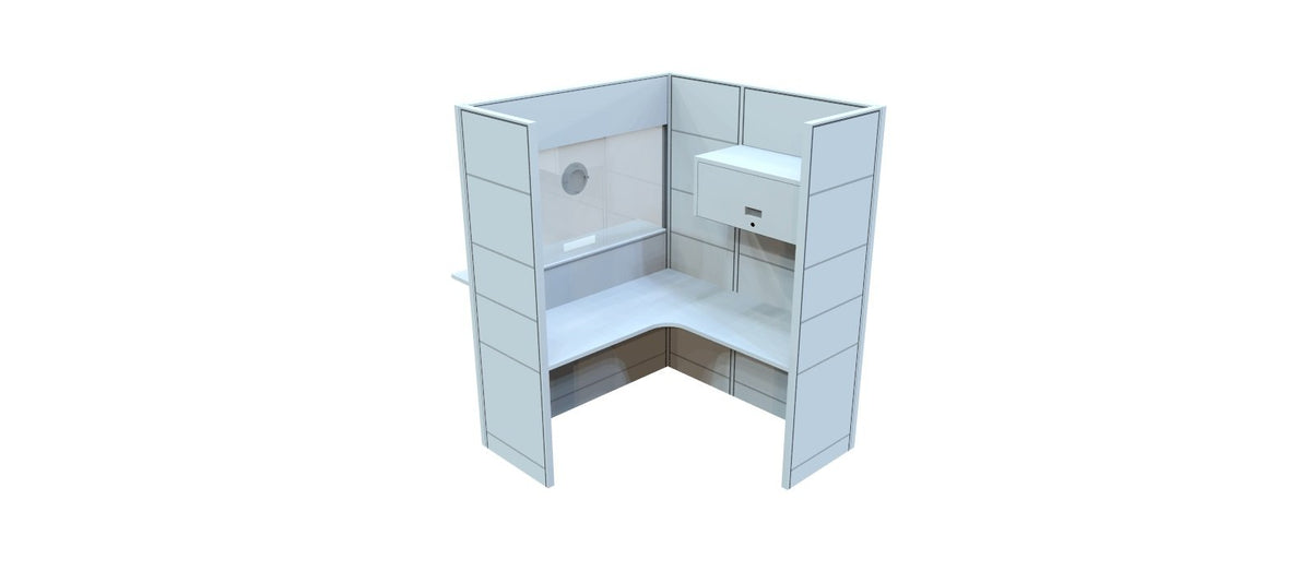 FRONTLINE20 60"W X 72"D X 81"H  COUNTER-HEIGHT 42'' BOOTH WITH RETURN