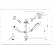 COMPUTER SPRING-ASSISTED FOUR MONITOR DESK MOUNT