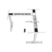 L-SHAPE HEIGHT-ADJUSTABLE TABLE WITH WHITE FRAME