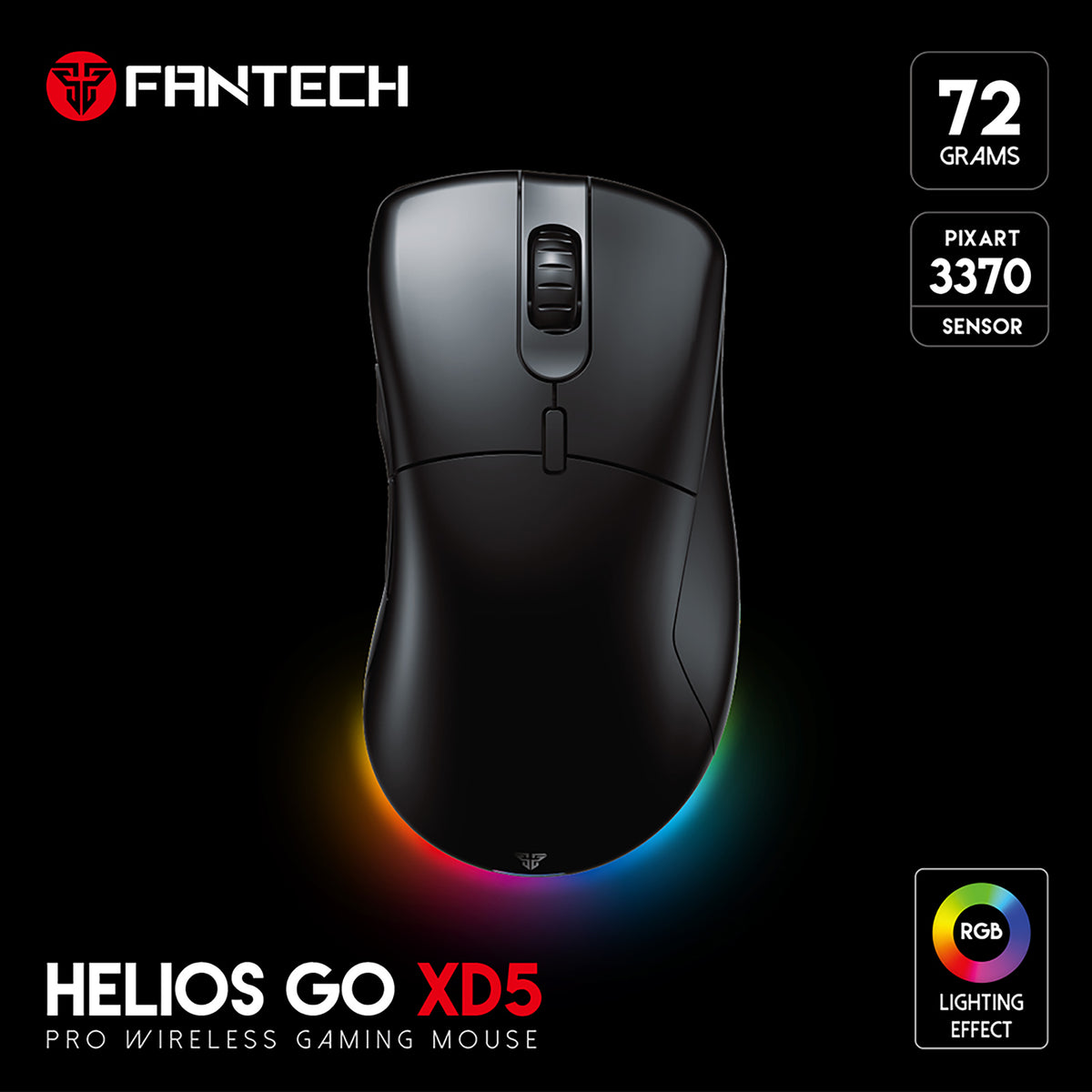 FANTECH HELIOS GO XD5 WIRELESS MOUSE GAMING RGB FOR PC LAPTOP