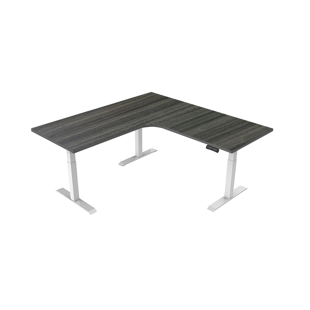L-SHAPE HEIGHT-ADJUSTABLE TABLE WITH WHITE FRAME