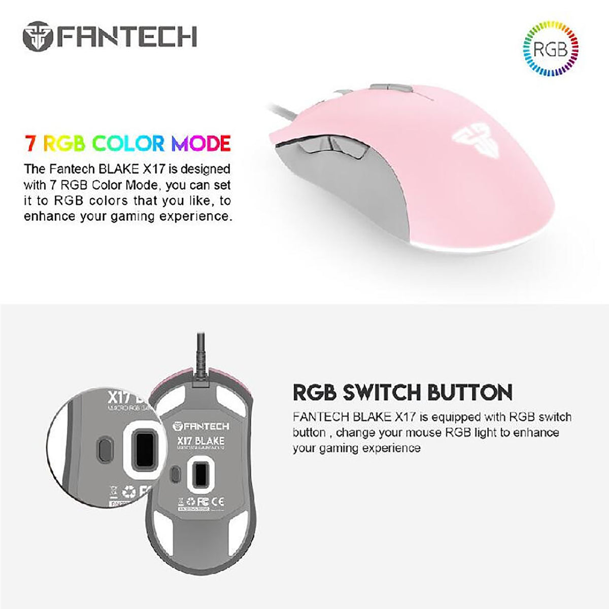 FANTECH BLAKE X17 PRO MACRO RGB GAMING MOUSE SAKURA EDITION