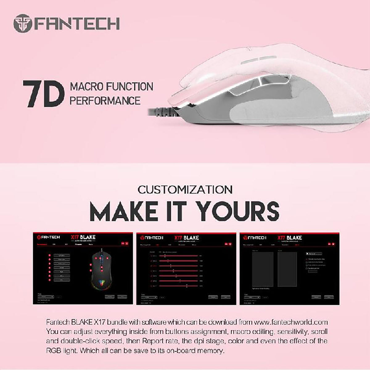 FANTECH BLAKE X17 PRO MACRO RGB GAMING MOUSE SAKURA EDITION