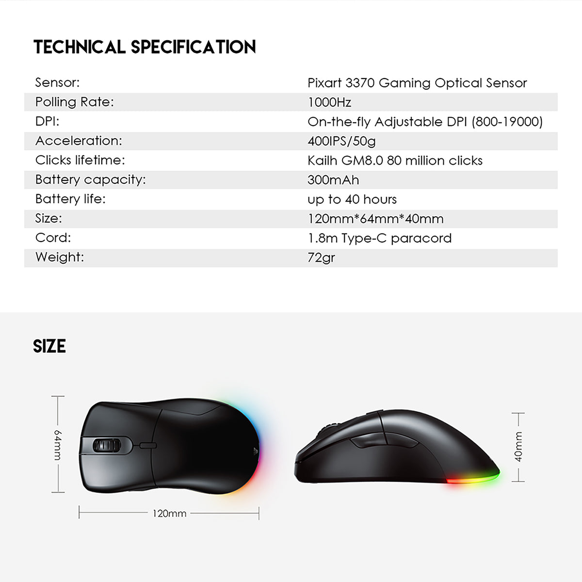 FANTECH HELIOS GO XD5 WIRELESS MOUSE GAMING RGB FOR PC LAPTOP