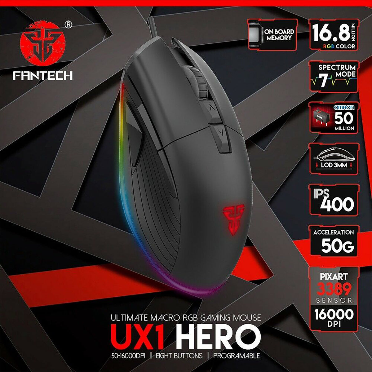 FANTECH HERO UX1 WIRED PRO-GAMING MOUSE