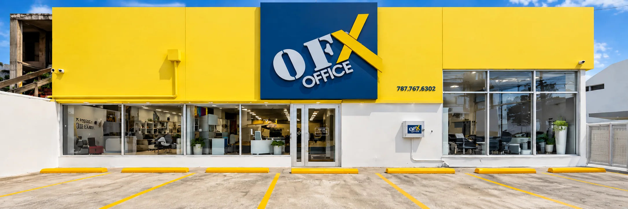 OFX Office showroom — front of the building from the street
